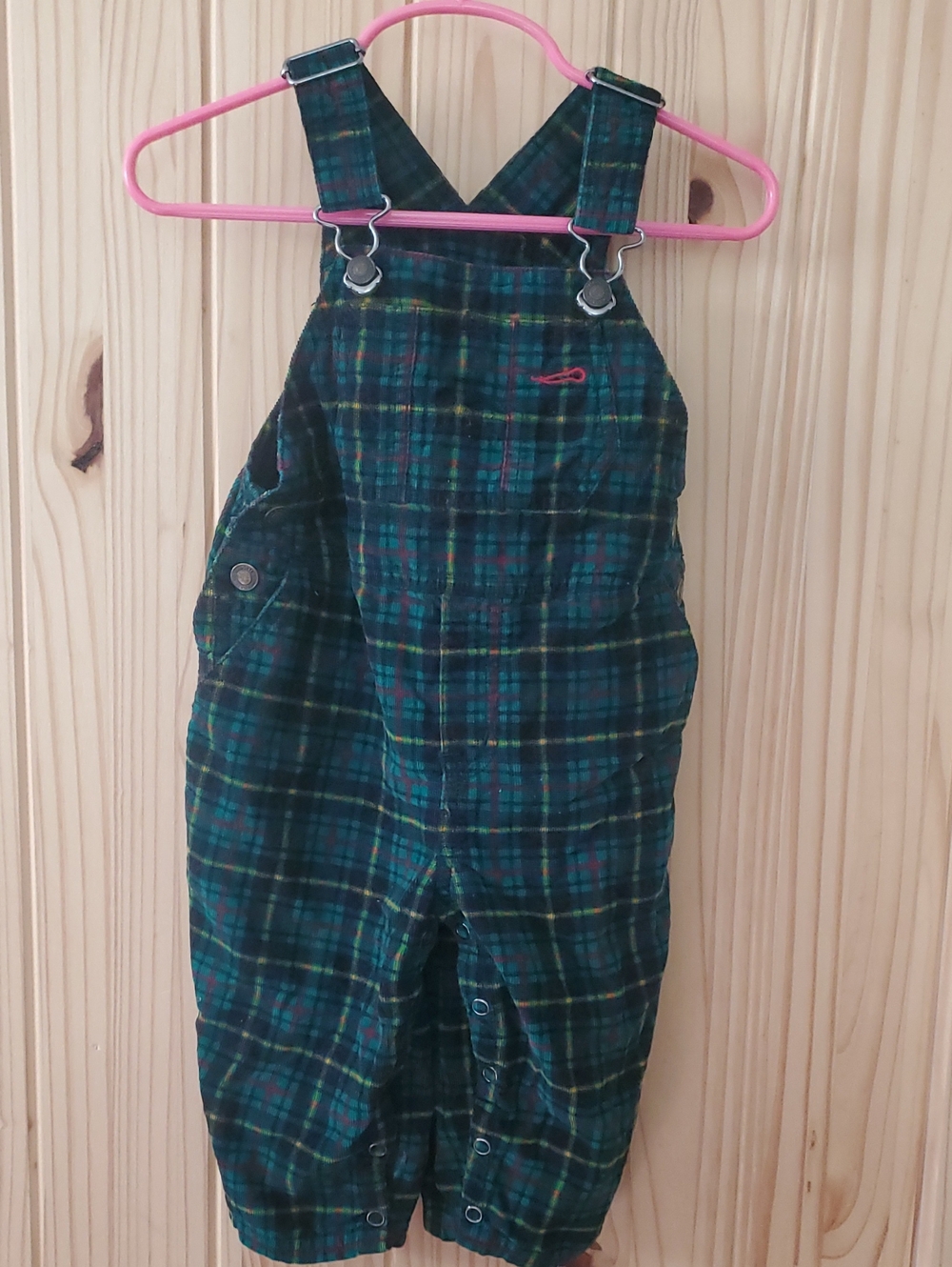 Vintage 90s Gymboree Green Plaid Overalls